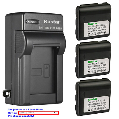 Kastar Battery Wall Charger for Sharp VL-AH60U VL-E307 VL-E33 VL-E33U VL-E34