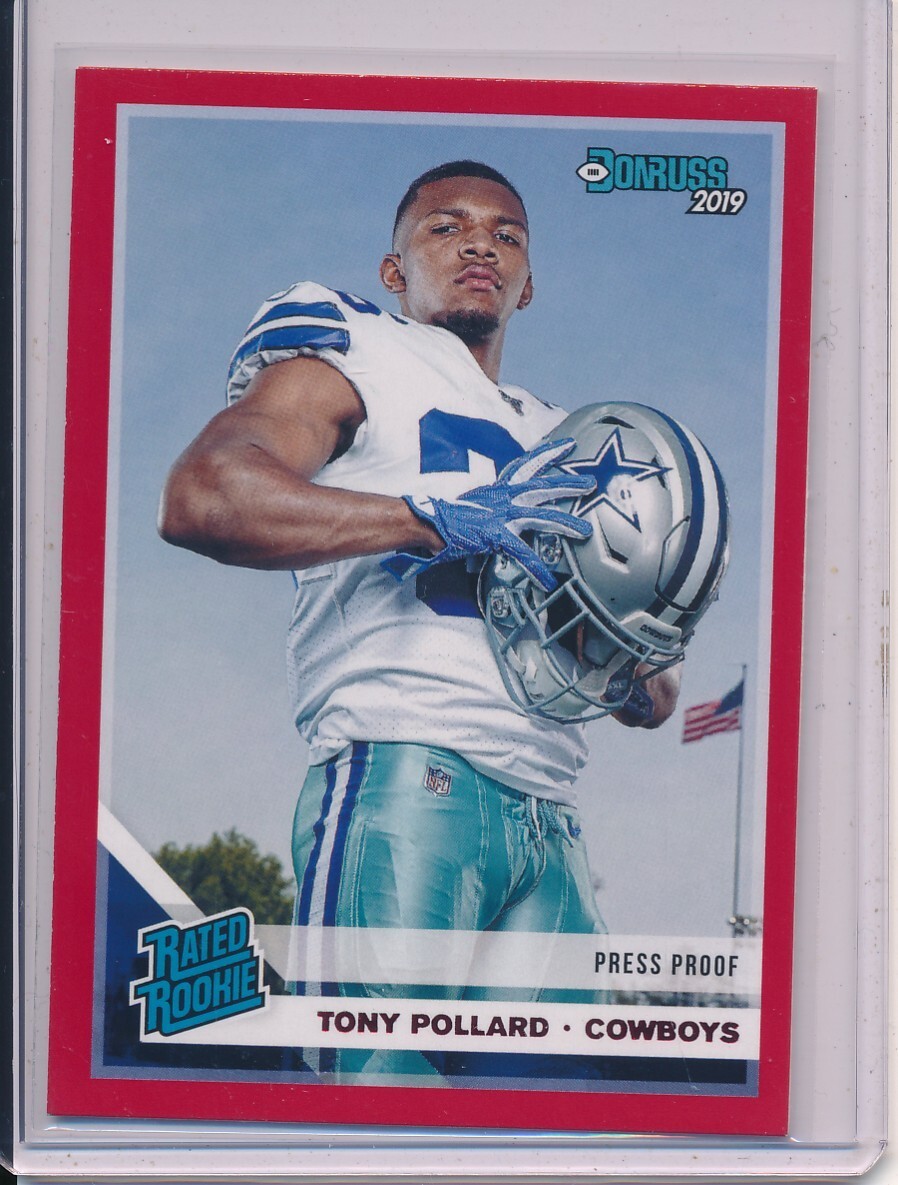 2019 Donruss Press Proof Red Rated Rookie RC #337 Tony Pollard Dallas Cowboys