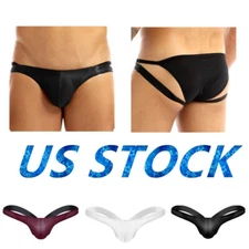 Men Sexy Jockstrap T-Back Low Rise G-String See Through Pouch Thong Underwear
