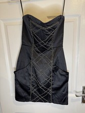 Cotton Club Black Mini Party Dress with chain detail - size 8 BNWT