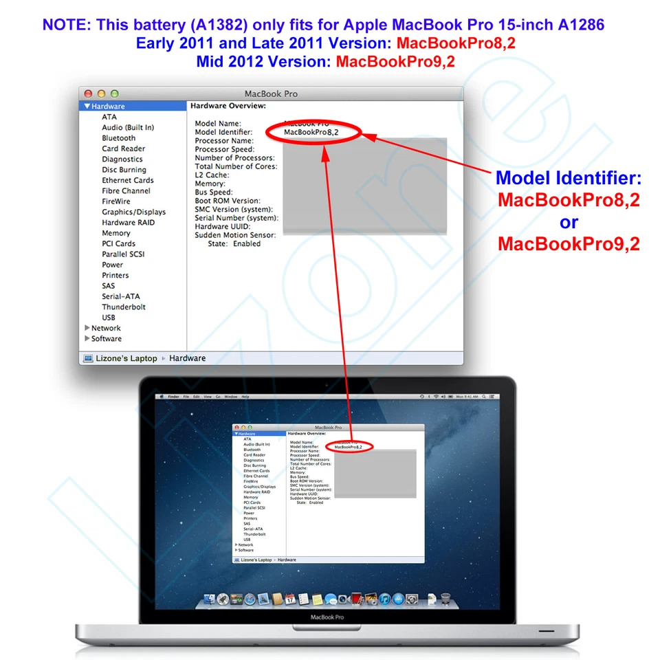 Batería NUEVA A1382 para Apple MacBook Pro 15" A1286 principios de 2011 mediados de 2012 EE. UU. Foto 3 de 4