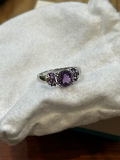 Sterling Silver 3 Faceted Round 1.85ct Amethyst Ring Size 9