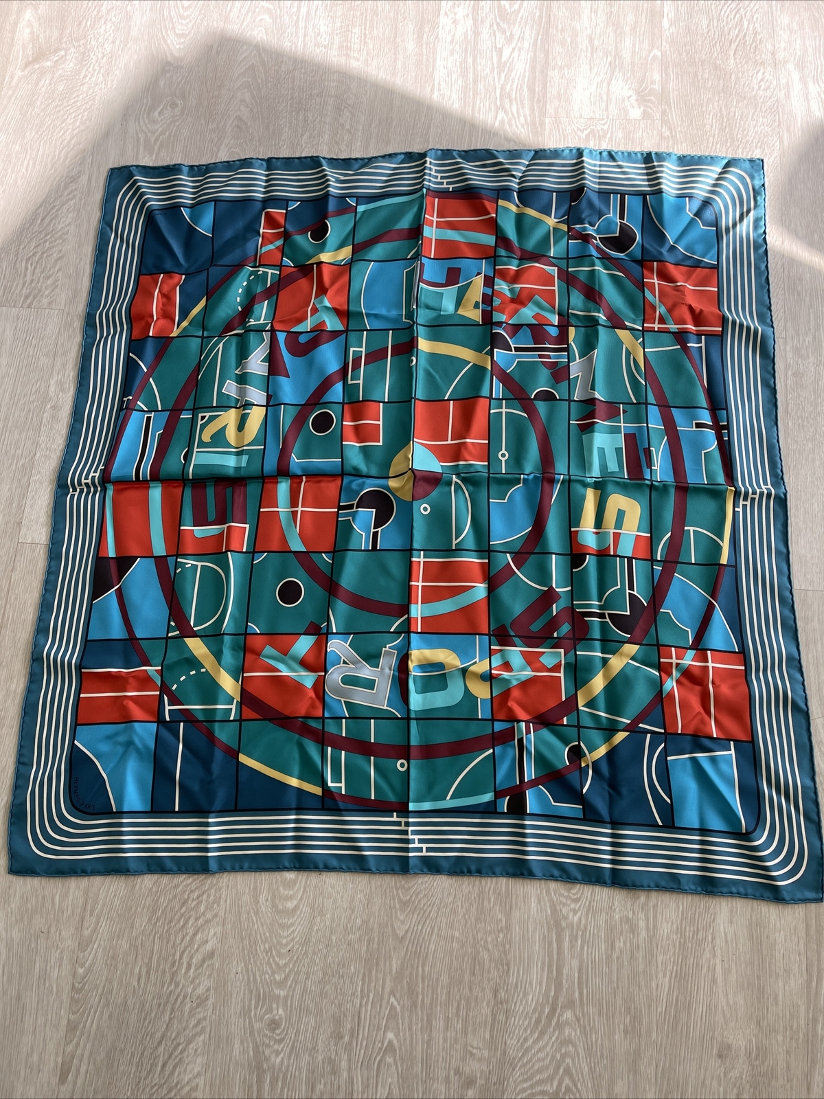 Hermes Sport Logo Silk Scarf. 36x36 Cm Gem