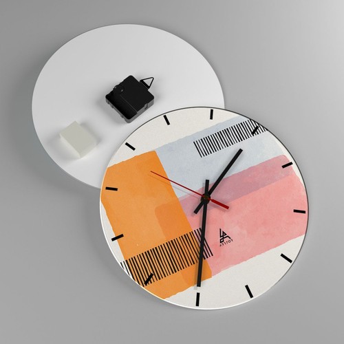 Orologio da Parete in Vetro 30x30cm Acquarello Rettangoli Linee Silenzioso - Foto 2 di 10