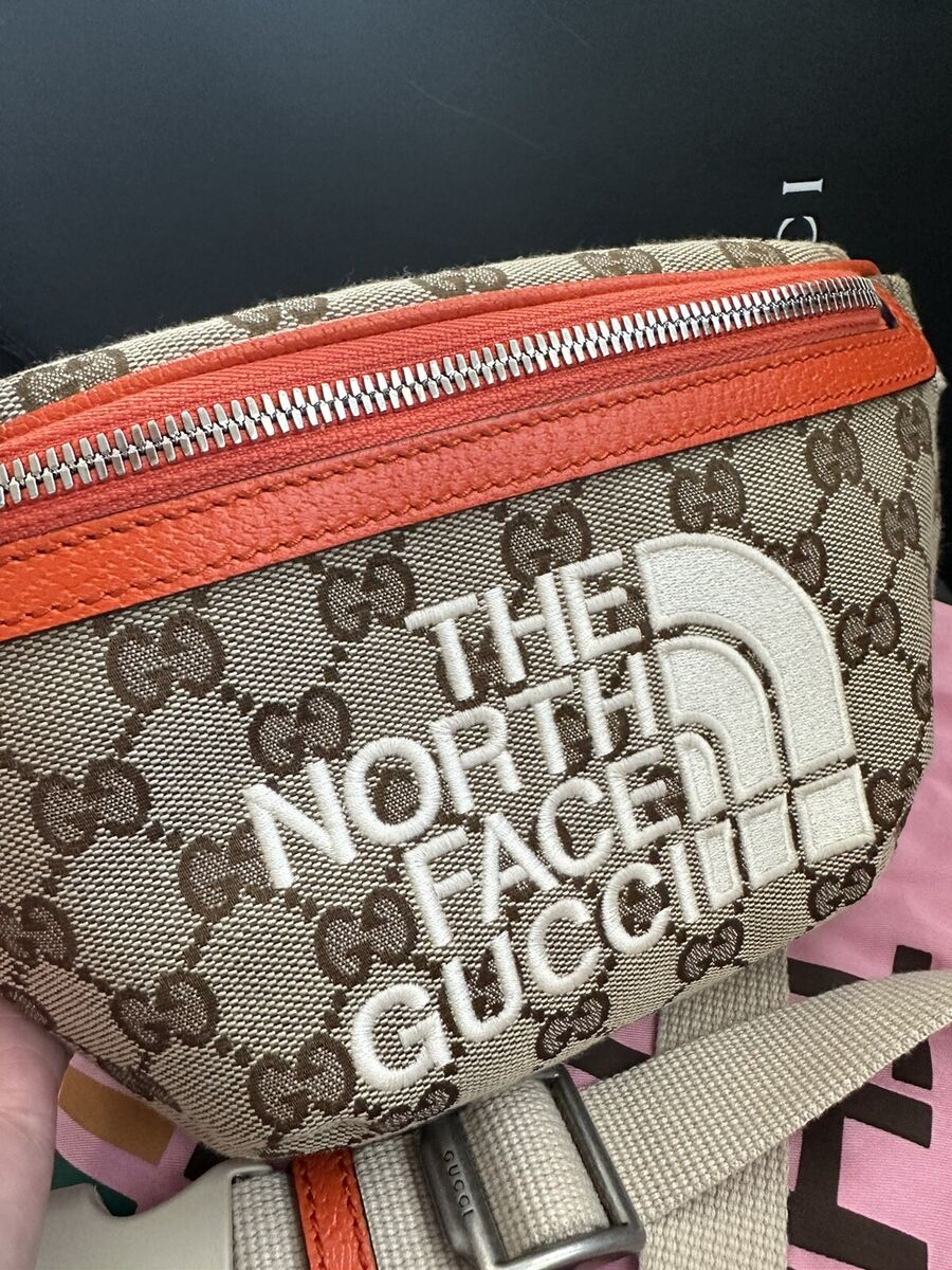 Gucci x The North Face Zip Belt Bag GG Canvas Leather Orange Gucci x The North Face Zip Belt Bag GG Canvas Leather Orange