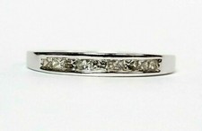 14K WHITE GOLD WOMENS PRINCESS CUT DIAMOND WEDDING RING LADIES BAND SZ 7.25