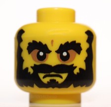 Lego Amarillo Minifigura Cabeza Barba Negro Tupido Cejas Boca Enojada Alumnos Blancos