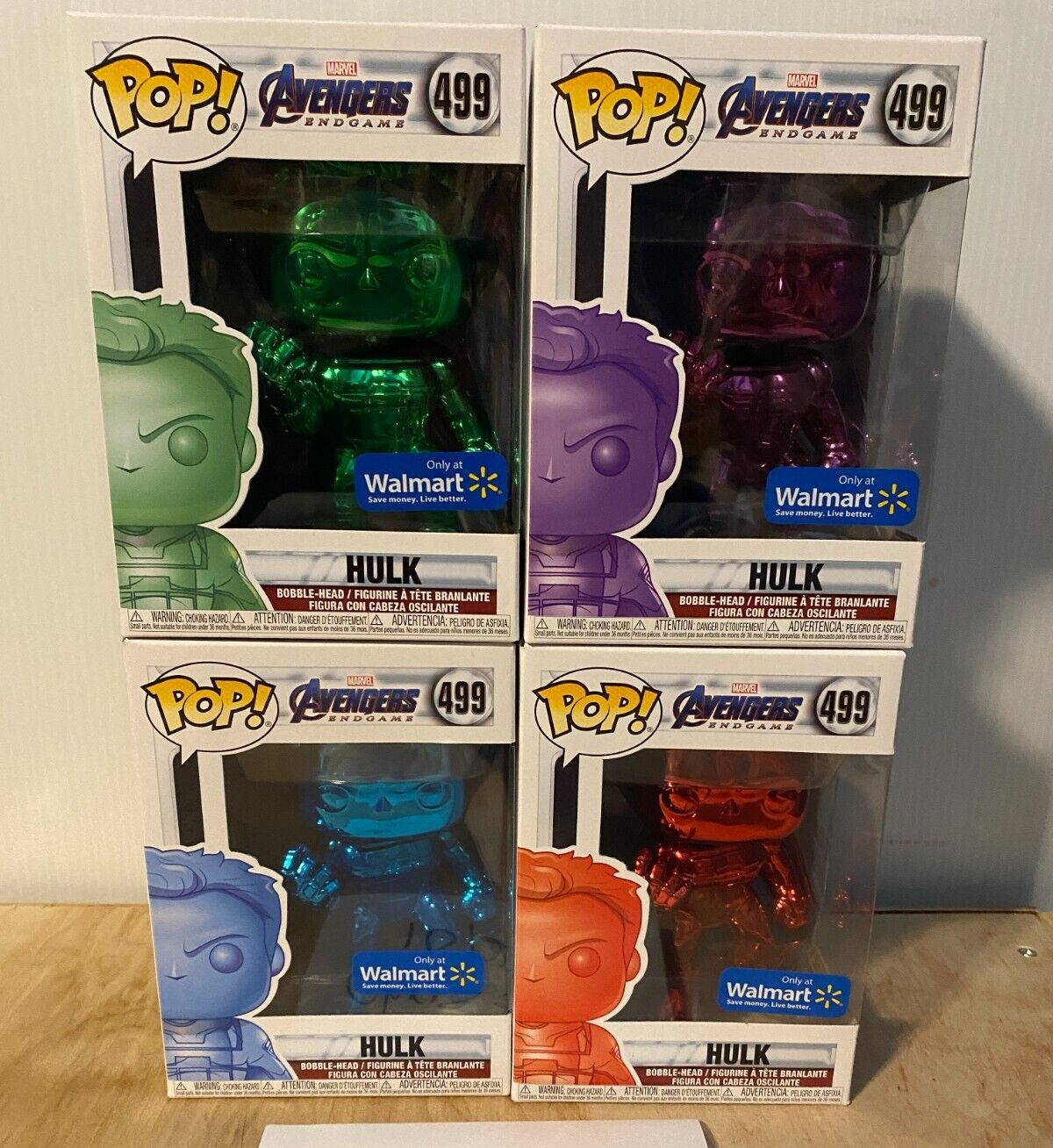 FUNKO POP Lot of 4 CHROME HULK Figures from Avengers Endgame VAULTED