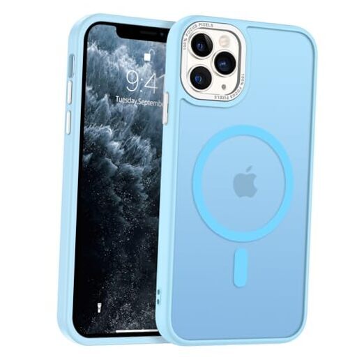 iPhone 11 Pro Case [Compatible with Magsafe] Translucent Matte Light Blue