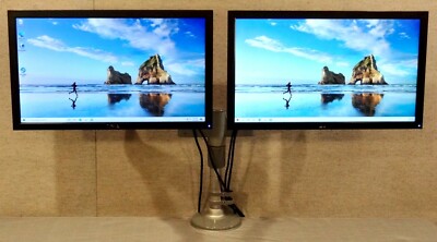 Humanscale M/Flex Dual-Monitor Desk Mount With 2 Dell E2011HC 20'' LCD Monitors