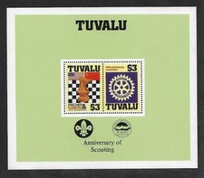 Tuvalu 1986 Bobby Fischer CHESS Rotary Intl BOY SCOUT 15th World Jamboree  SS