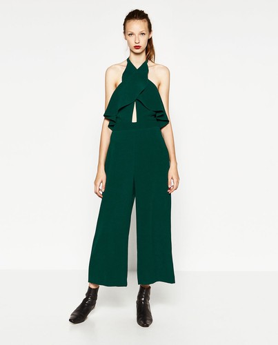 ZARA CROSS OVER HALTER JUMPSUIT Size 