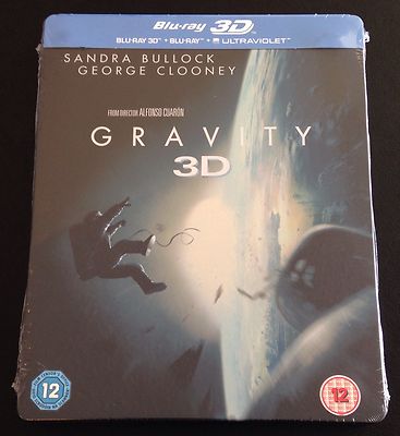 GRAVITY 3D Blu-Ray SteelBook UK Exclusive 2-Disc Region ABC New OOP Rare Tear