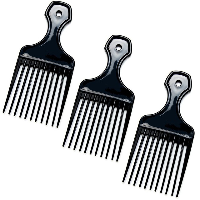 6x Black Plastic Afro Hair Lifting Pik Pick Detangler Annie Style Comb