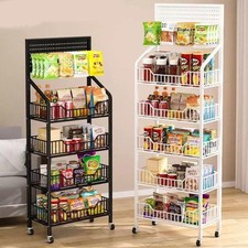4/5 Tiers Carbon Steel Storage Rack Kitchen Shelves Organiser Shelving on Wheels
