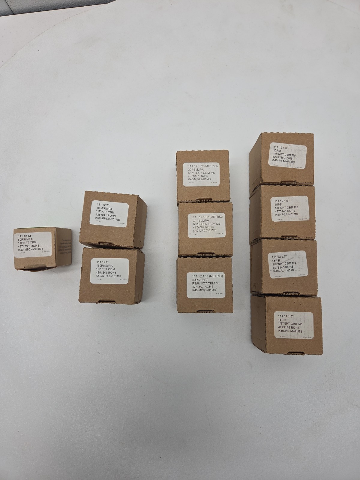 SMC K40 K50 Pneumatic Pressure Gauges 15 30 60 160 PSI 1/8 NPT NOS Lot Of 10