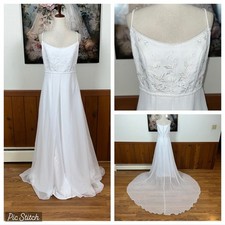 Beautiful Vintage 90s Bonny Chiffon Empire Waist Wedding Gown!