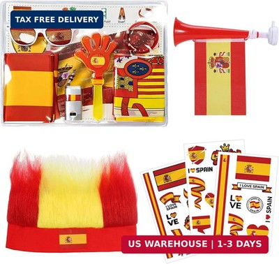 Soccer Fan Cheering Kit with Scarf, Flag, Horn, Glasses, Clapper, Face Paint, Wr