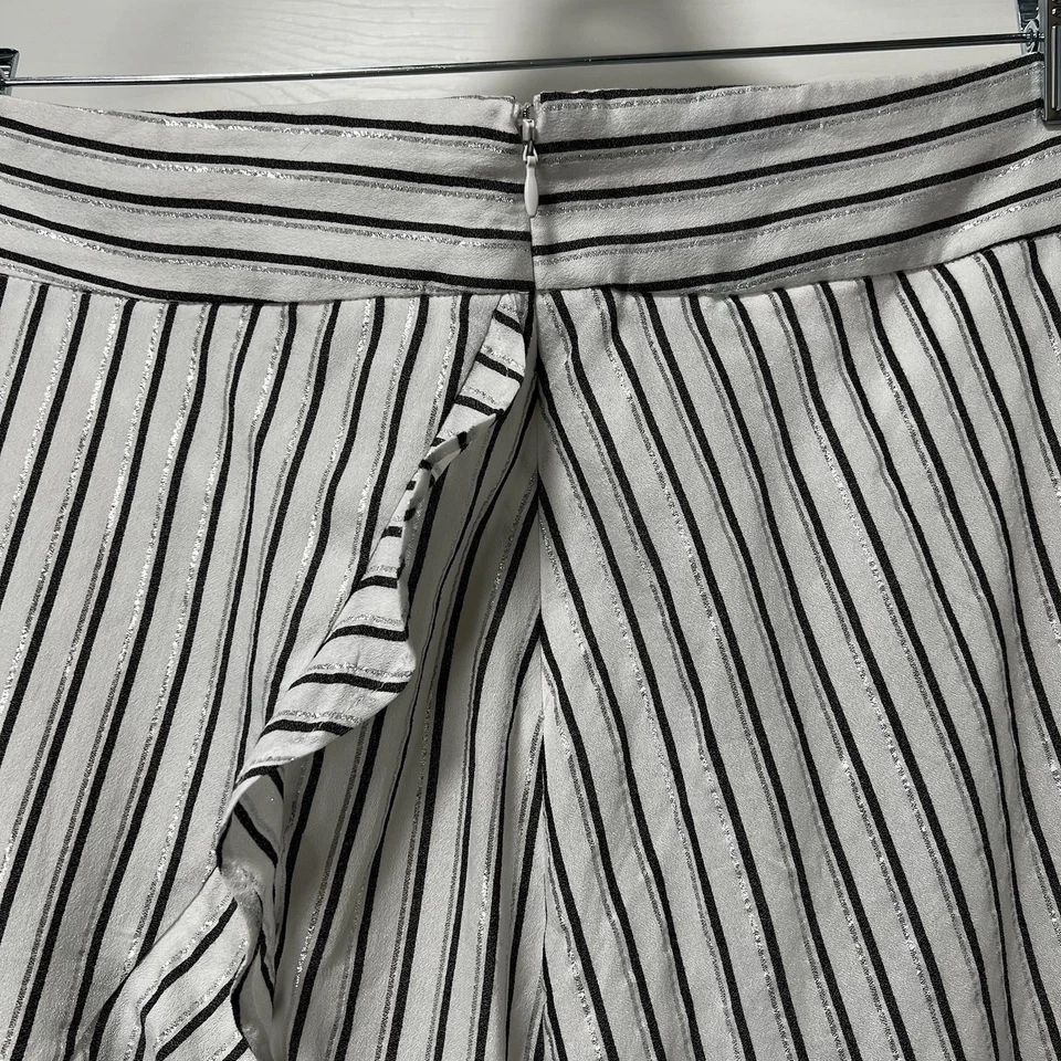 Rachel Roy Blk/White/Silver long Asymmetric ruffle hem lined skirt size 12 - Image 4 of 4