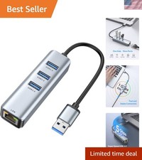 USB 3.0 to Ethernet Adapter, 3-Port USB 3.0 Hub with RJ45 10/100/1000 Gigabit...