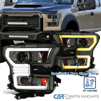 Fits 2015-2017 F150 Smoke Projector Headlights Switchback Sequential LED Signal