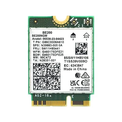 Carte réseau sans fil WiFi 7 Intel BE200 NGW, Bluetooth 5.4, 8774 Mbps Q5B5 W9W2