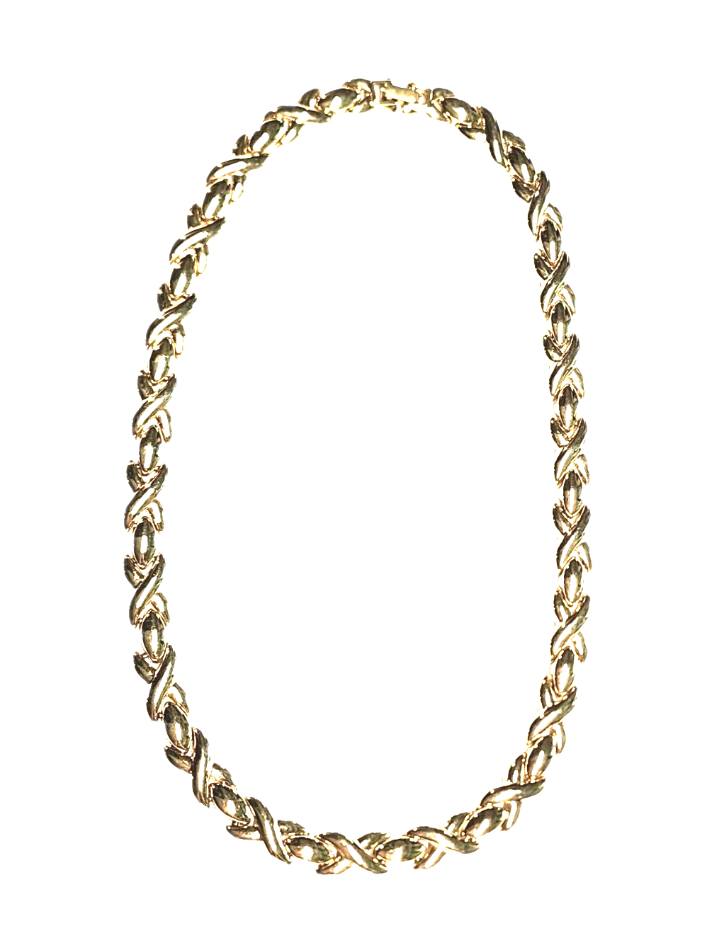 "Vintage Wide Gold tone Oval & X Links Chain Necklace 18\" Choker Collar Retro EUC"