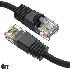 4FT Cat6 RJ45 Network LAN Ethernet UTP Snagless Patch Cable 24AWG Copper Black