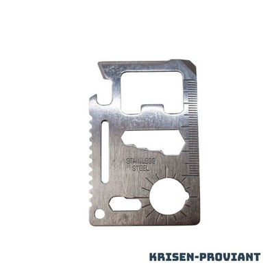 Krisen-Proviant Multitool in Scheckkarten-Format - 11 in 1 Pockettool Edelstahl