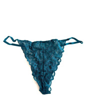Victoria's Secret PINK Floral Lace V-String Panty Deep Teal