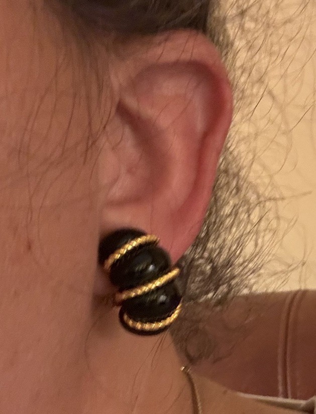 Kenneth Jay Lane KJL Black Gold Shrimp Clip Earri… - image 3