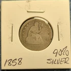 1858 Seated Liberty Quarter 25C 90% Silver Business Strike Circulated