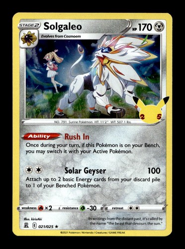 Solgaleo 021/025 Holo Rare Celebrations Pokemon Near Mint