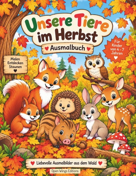 Ausmalbuch Tiere Herbst FüR Kinder 4-7 Jahre, Malbuch, Kreativbuch-image