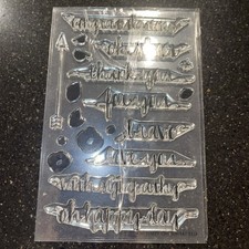 17 Piece WORDS PHRASES Cling Stamp Set - Never Used - Cursive Thank You Congrats