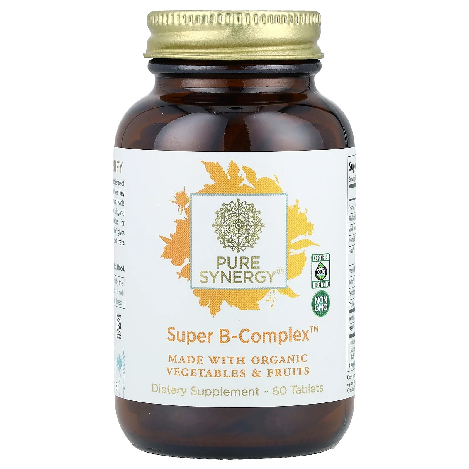 Органический Супер-комплекс витаминов группы В от компании Synergy 60 растительных таблеток не содержащих молока 7690₽