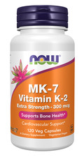 NOW Foods Vitamin MK-7 K-2 Extra Strength 300 mcg 120 Veg Capsules 04/27EXP