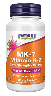 NOW Foods Vitamin MK-7 K-2 Extra Strength 300 mcg 120 Veg Caps 09/27EXP