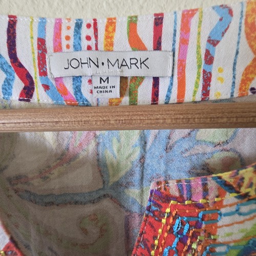 John Mark Floral Embroidered Tunic Top Colorful Bohemian Blouse Medium - Picture 3 of 6