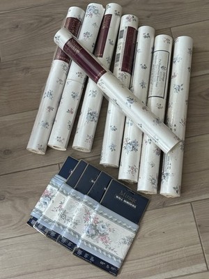 Vintage Lot~Floral Embossed Wallpaper~Shand Kydd~8 Double Rolls + border~England