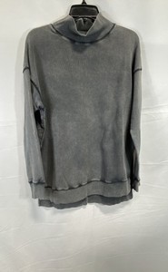 Free People Women's Sweatshirt Gray Mock Neck Exposed Seams Acid Wash Sz L