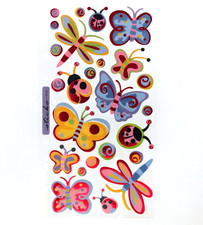 Vtg Sticko Metallic BUTTERFLIES LADYBUGS Vellum Transparent Stickers