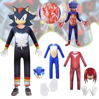 Kinder Sonic The Hedgehog Jumpsuit Kostüm Overall Maske Karneval Outfit Geschenk