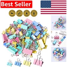 Durable 140-Piece Multicolor Binder Clip Set - Perfect for Office School