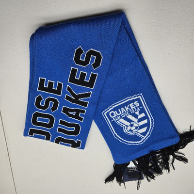 San Jose Earthquakes Men Scarf OS Blue Fanatics Core Logo Fringe Knit NWT