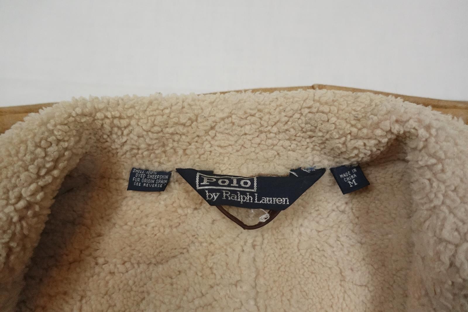Polo Ralph Lauren Jacket Coat Leather Suede Brown Tan Shearling Vintage M thumbnail 4