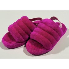 UGG Fluff Yeah Slide Rock Rose Pink Sheepskin Slingback Sandal 1098494K- Kids 3
