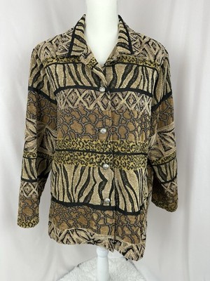 Vintage E. L. C. C. Women's Tapestry  Button Up Animal Print Jacket