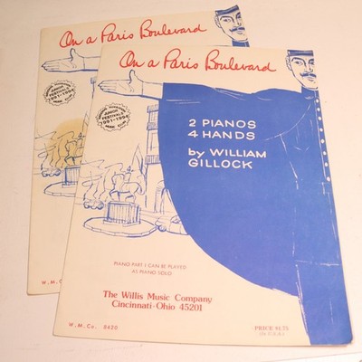 William Gillock On a Paris Boulevard 2 Pianos 4 Hands 2 Scores 1959 Willis Music