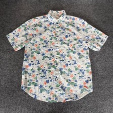 Tommy Bahama Mens Small Hawaiian Tropical Palm Tree Linen Cotton Button Up Shirt